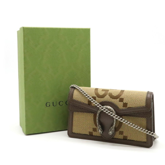 GUCCI Dionysus Jumbo GG Super Chain Shoulder Bag Tiger khaki Green - Picture 9 of 9